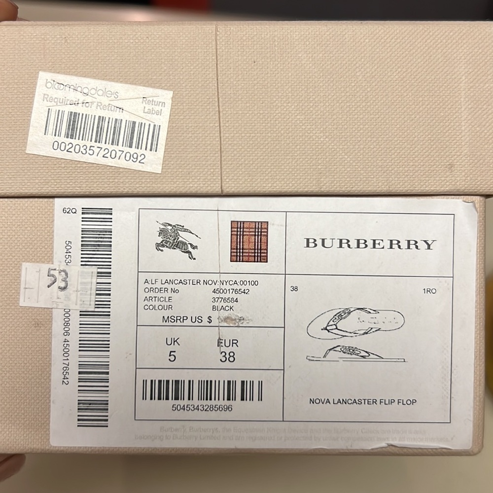 BURBERRY NOVA LANCASTER FLIP FLOP SIZE 38 NEW - Picture 8 of 9